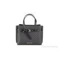 Michael Kors Emilia Small Black Signature PVC Satchel Crossbody Handbag Purse