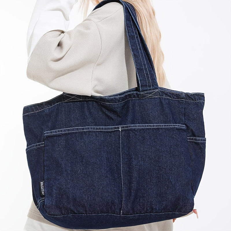 Perfect Lily Women'S Elegant Light Blue Tote Bag - Large Capacity, Soft Canvas Shoulder Bag with Multiple Zipper Compartments