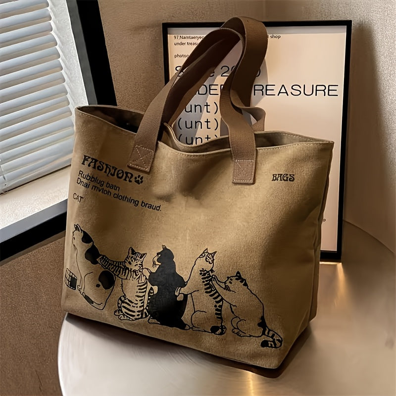 Tote with Animal Design, Large Capacity Shoulder Hand, Chic Style for Daily Commuting