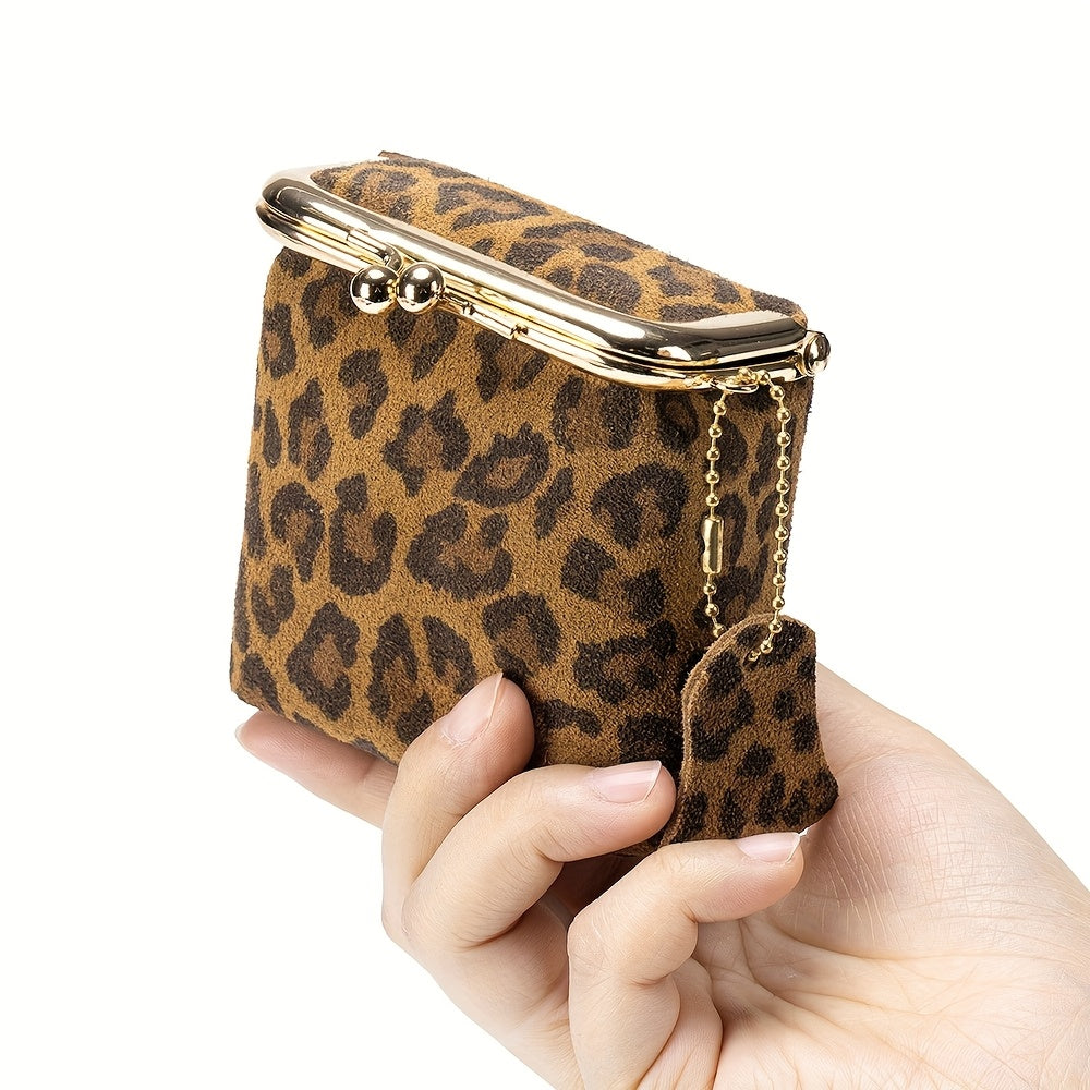 OBCREATOR Women's Square Leopard Print Wallet - Multi-Compartment Zippered Coin Purse for Lipstick