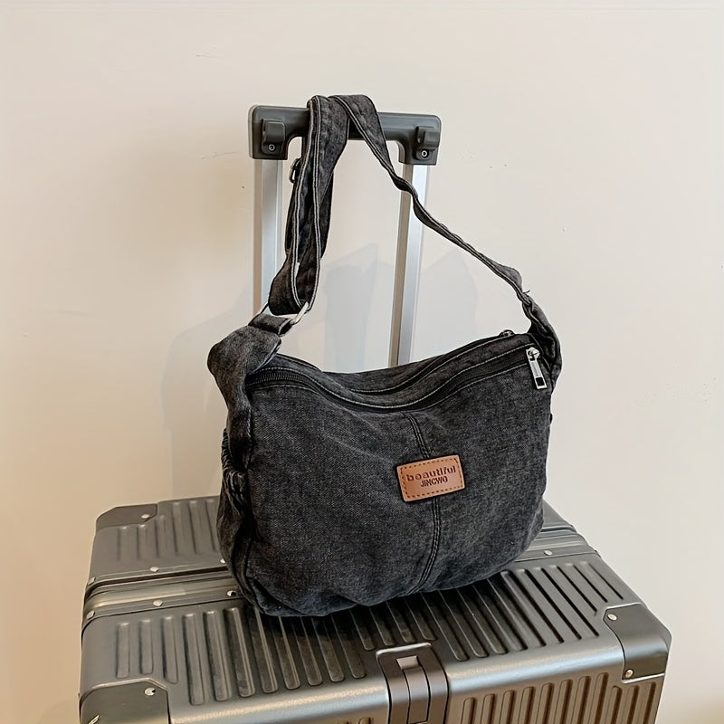 Women's \u002F Blue\u002FBlack Tote Bag - Adjustable Strap & Golden-Tone Zipper Closure