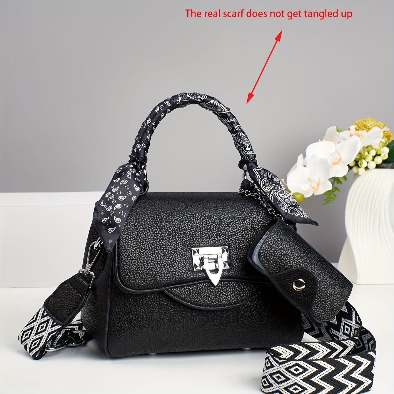 Women's Luxury Handbag - Convertible Crossbody\u002FShoulder\u002FClutch Purse with Metallic Hardware