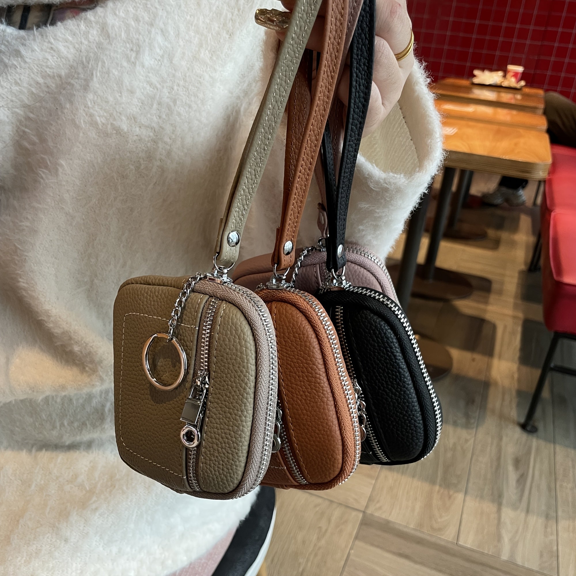 Genuine Leather Mini Coin Purse - Women's Zipper Handbag, Card Holder, Key Bag | Trendy, Compact, Cow Leather