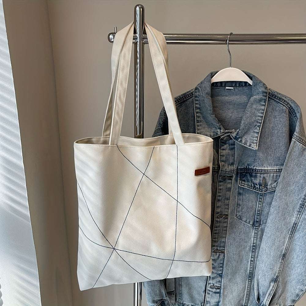 Versatile Canvas Shoulder Bag Women Casual Canvas Tote Bag for Women - Large Capacity Shoulder Bag with Zipper