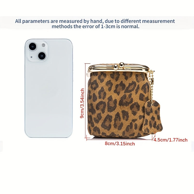 OBCREATOR Women's Square Leopard Print Wallet - Multi-Compartment Zippered Coin Purse for Lipstick