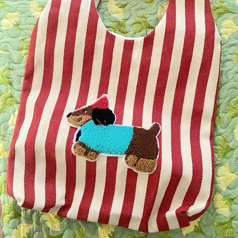 1 Cute Dachshund Tote 1 Cute Dachshund Illustration Red\u002FBlack Lightweight Tote Bag | Office Computer Bag