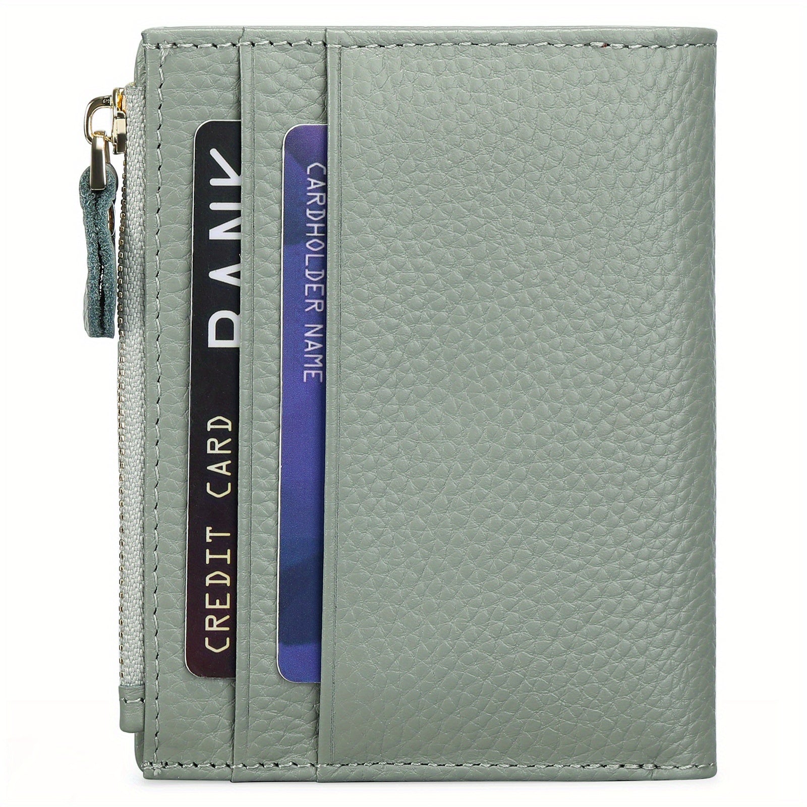 RFID Blocking Slim Bifold Leather Credit Card Holder with Zipper Coin Purse - Women's Wallet
