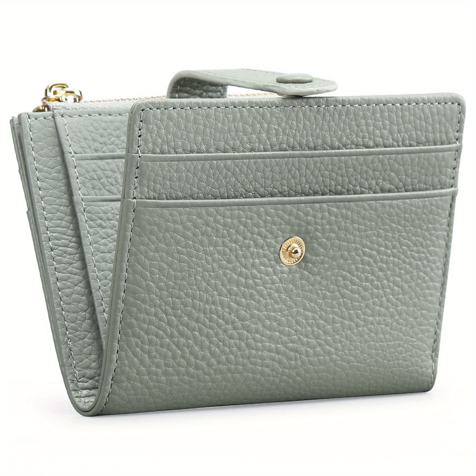 RFID Blocking Slim Bifold Leather Credit Card Holder with Zipper Coin Purse - Women's Wallet