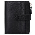 RFID Blocking Slim Bifold Leather Credit Card Holder with Zipper Coin Purse - Women's Wallet