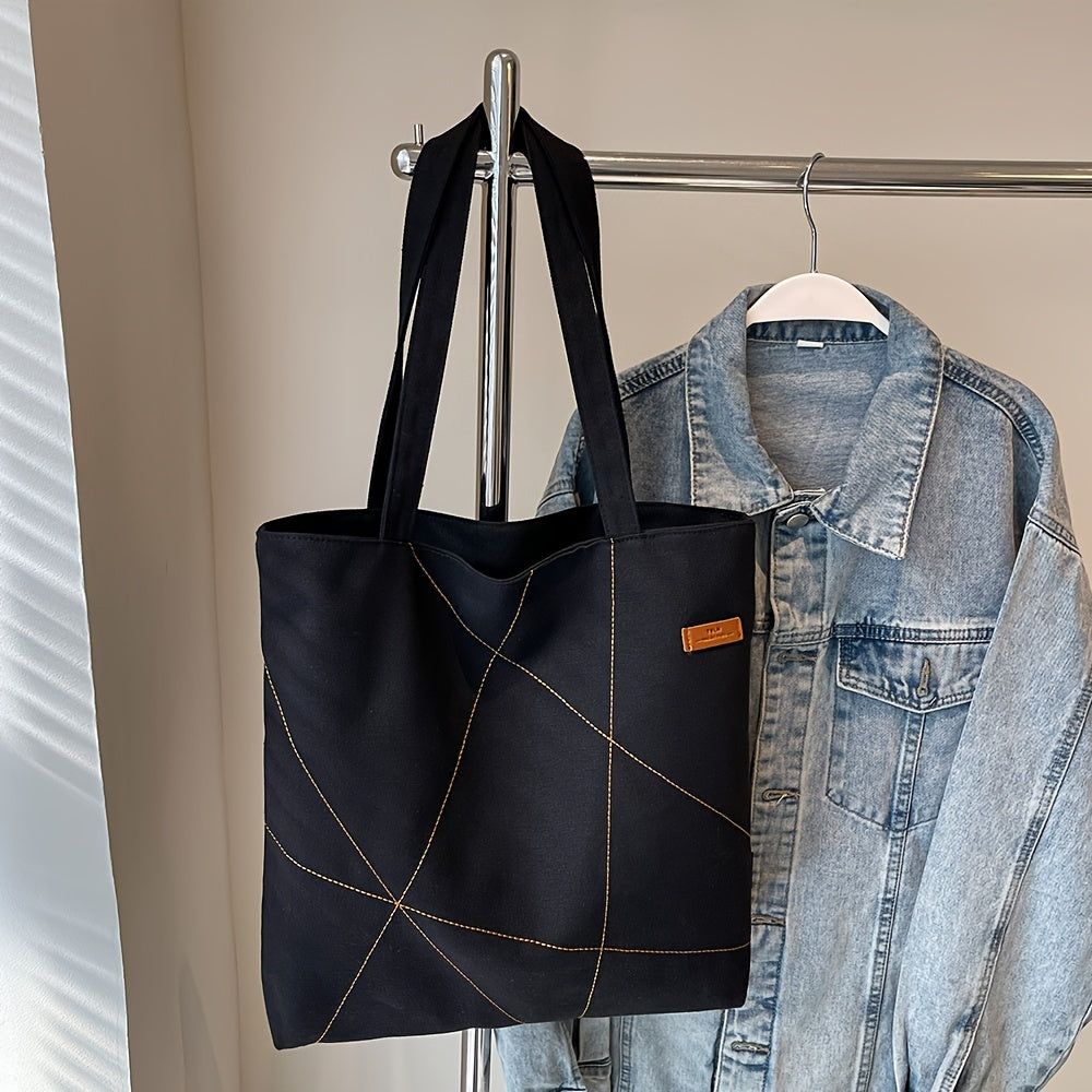 Versatile Canvas Shoulder Bag Women Casual Canvas Tote Bag for Women - Large Capacity Shoulder Bag with Zipper