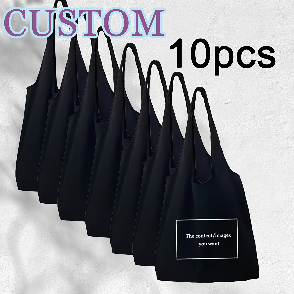 Customizable Tote Bag with Personalized Message Area - Minimalist Unisex Shoulder Bag for Women & Men