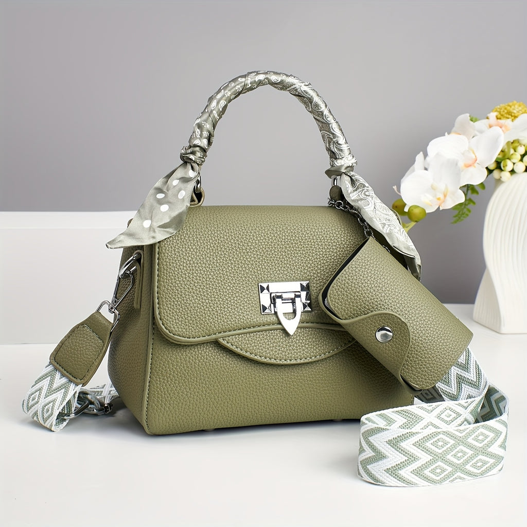 Women's Luxury Handbag - Convertible Crossbody\u002FShoulder\u002FClutch Purse with Metallic Hardware