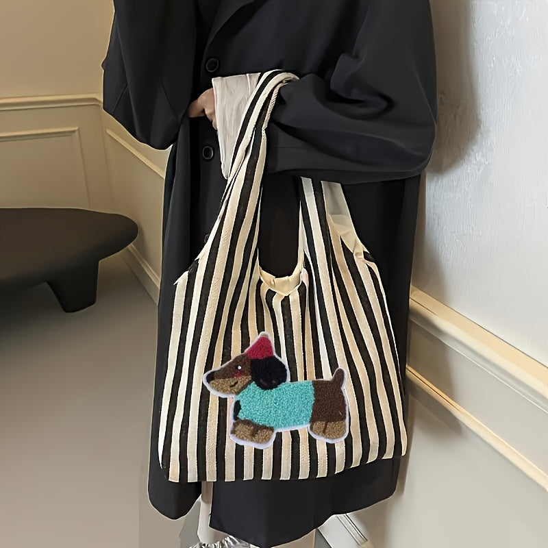 1 Cute Dachshund Tote 1 Cute Dachshund Illustration Red\u002FBlack Lightweight Tote Bag | Office Computer Bag