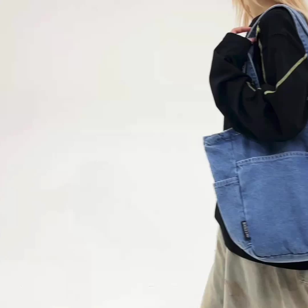 Perfect Lily Women'S Elegant Light Blue Tote Bag - Large Capacity, Soft Canvas Shoulder Bag with Multiple Zipper Compartments