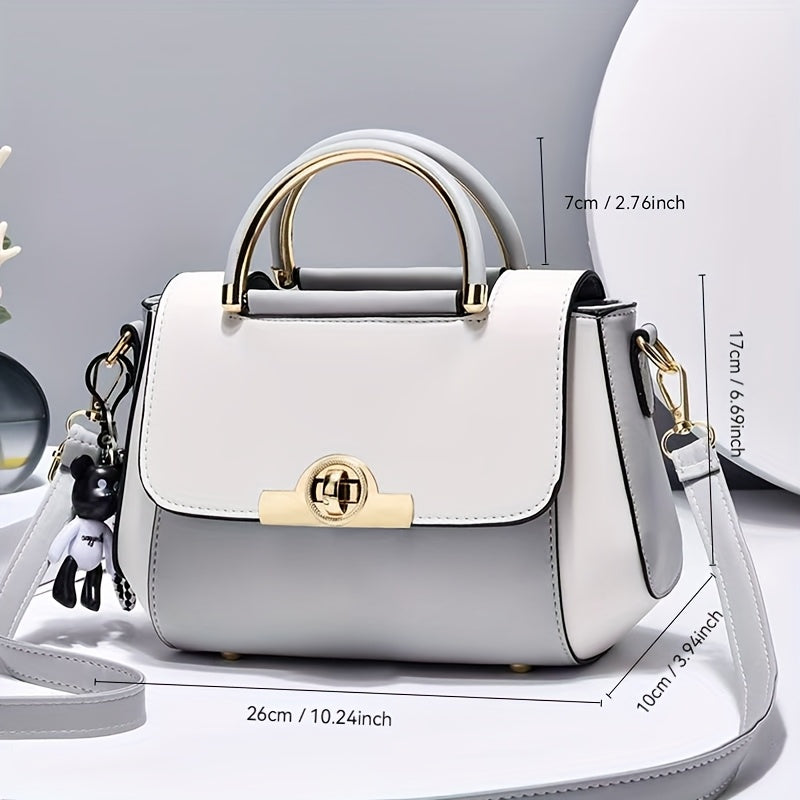 Chic Appeal Stylish Two-Tone Women's Handbag - Lightweight   with Golden-Toned Hardware