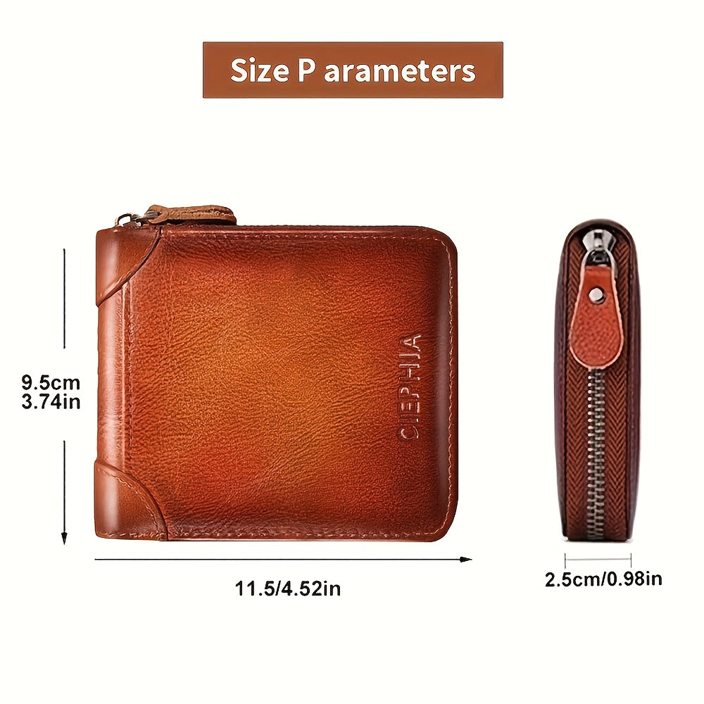 Genuine Leather RFID Blocking CIEPHIA Women's Genuine Leather RFID Wallet | Triple-Fold Zipper Closure, Card Slots