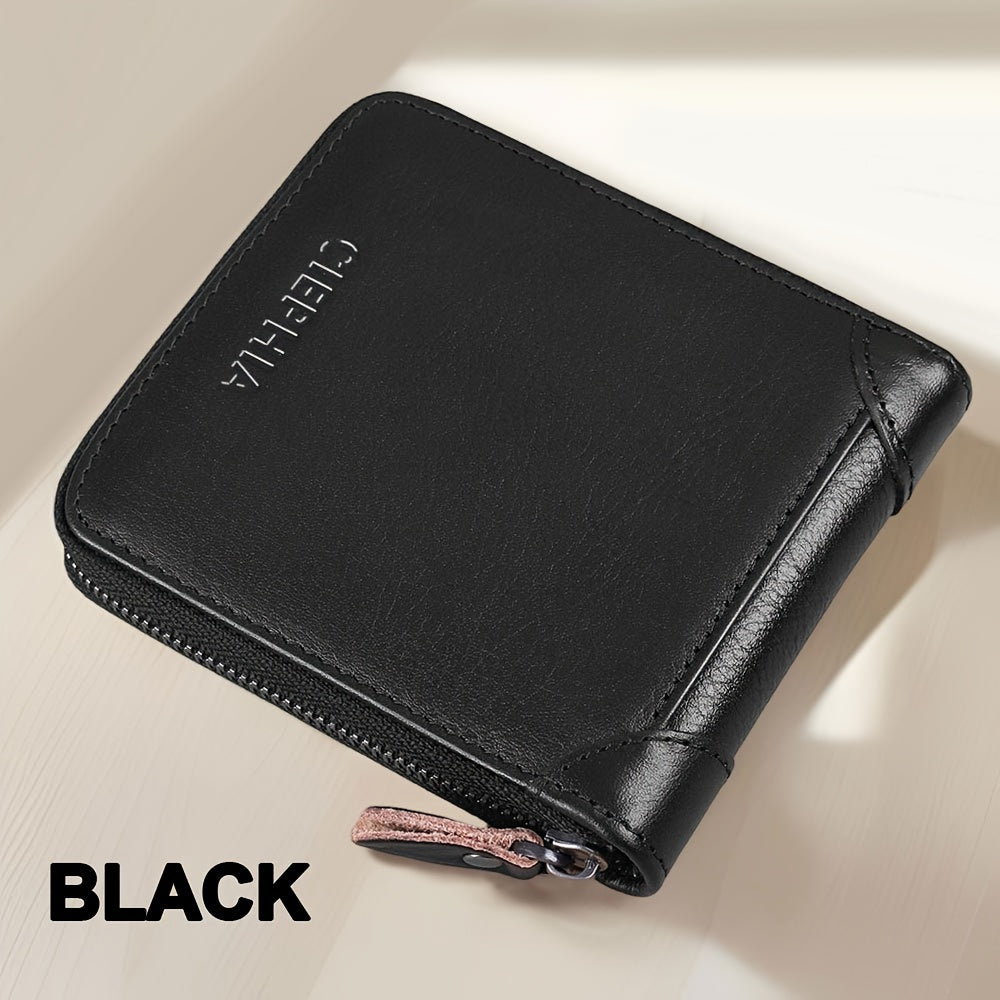 Genuine Leather RFID Blocking CIEPHIA Women's Genuine Leather RFID Wallet | Triple-Fold Zipper Closure, Card Slots