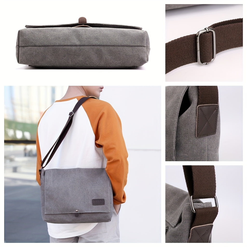 Stylish Messenger Bag Stylish Brown & Gray Men's Minimalist Canvas Messenger Bag
