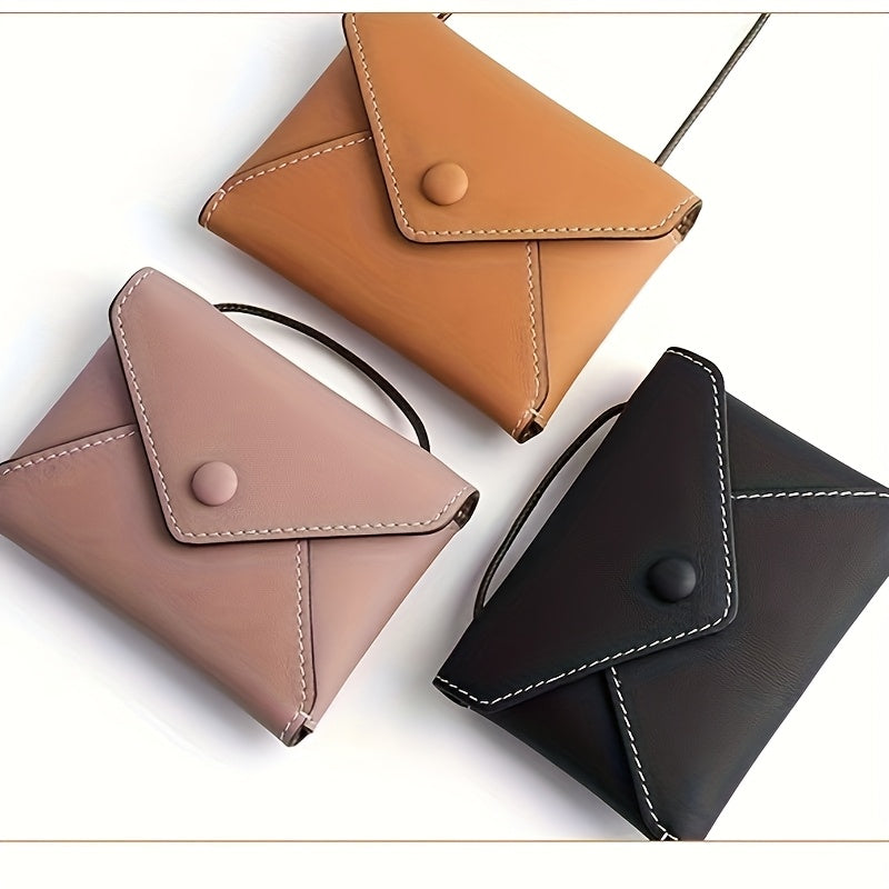 Custom Women's Top-Grain Genuine Leather Wallet - Compact Flip Design with Button Closure