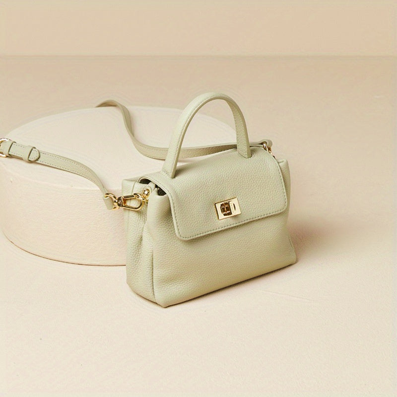 2025 New Women'S Genuine Leather Crossbody Bag - Vintage Mini Shoulder Bag with Snap Closure