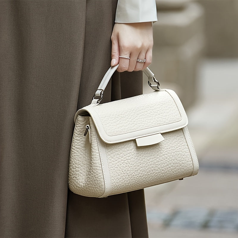 ZOOLER 2025 Genuine Genuine Leather Wo 's Convertible Handbag - Adjustable Shoulder Strap, Magnetic Closure