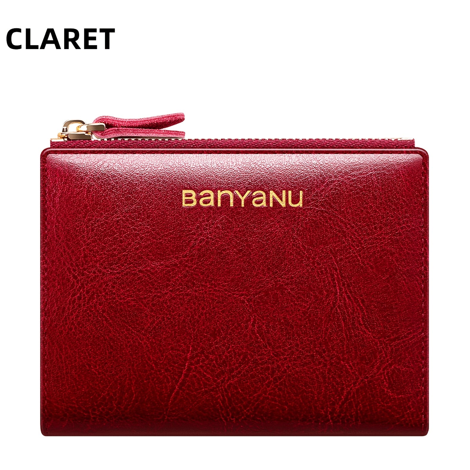 Women's Banyan Small Wallet, Zippered Cowhide Compact Bi-Fold Credit Card Holder with ID Window