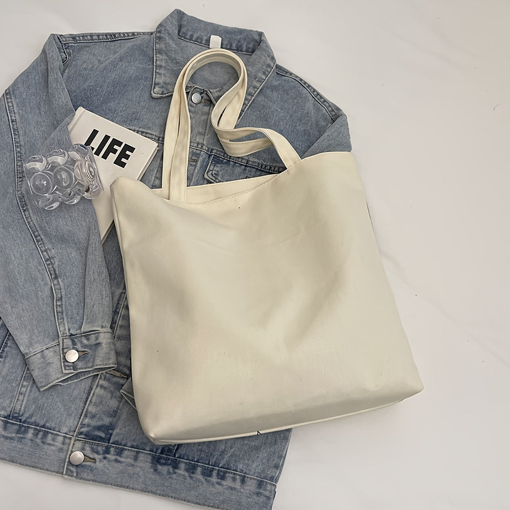 Versatile Canvas Shoulder Bag Women Casual Canvas Tote Bag for Women - Large Capacity Shoulder Bag with Zipper