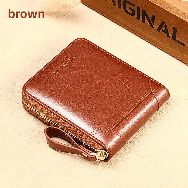 2-Layer RFID Wallet BANYANU Women's Vintage RFID Blocking 2-Layer Wallet | Multi-Card Holder with Zipper
