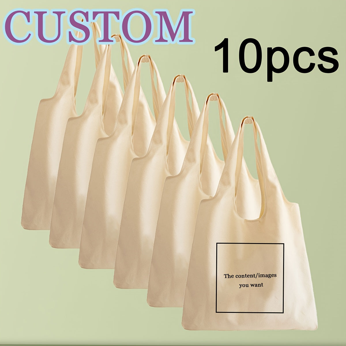 Customizable Tote Bag with Personalized Message Area - Minimalist Unisex Shoulder Bag for Women & Men