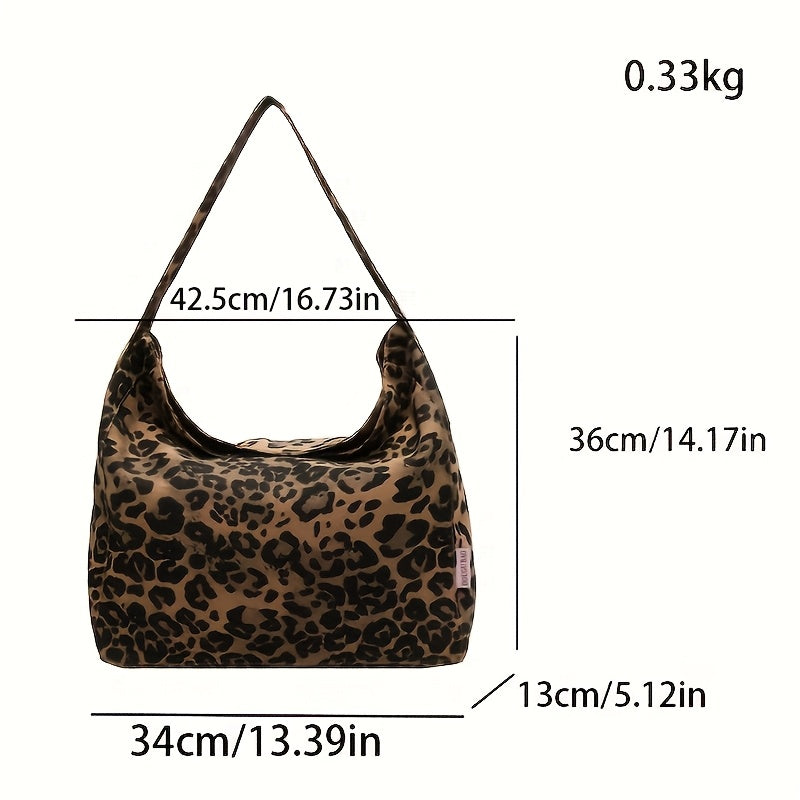 Leopard Print Shoulder Bag Durable Magnetic Closure Leopard Print Shoulder Bag - Spacious Casual Tote