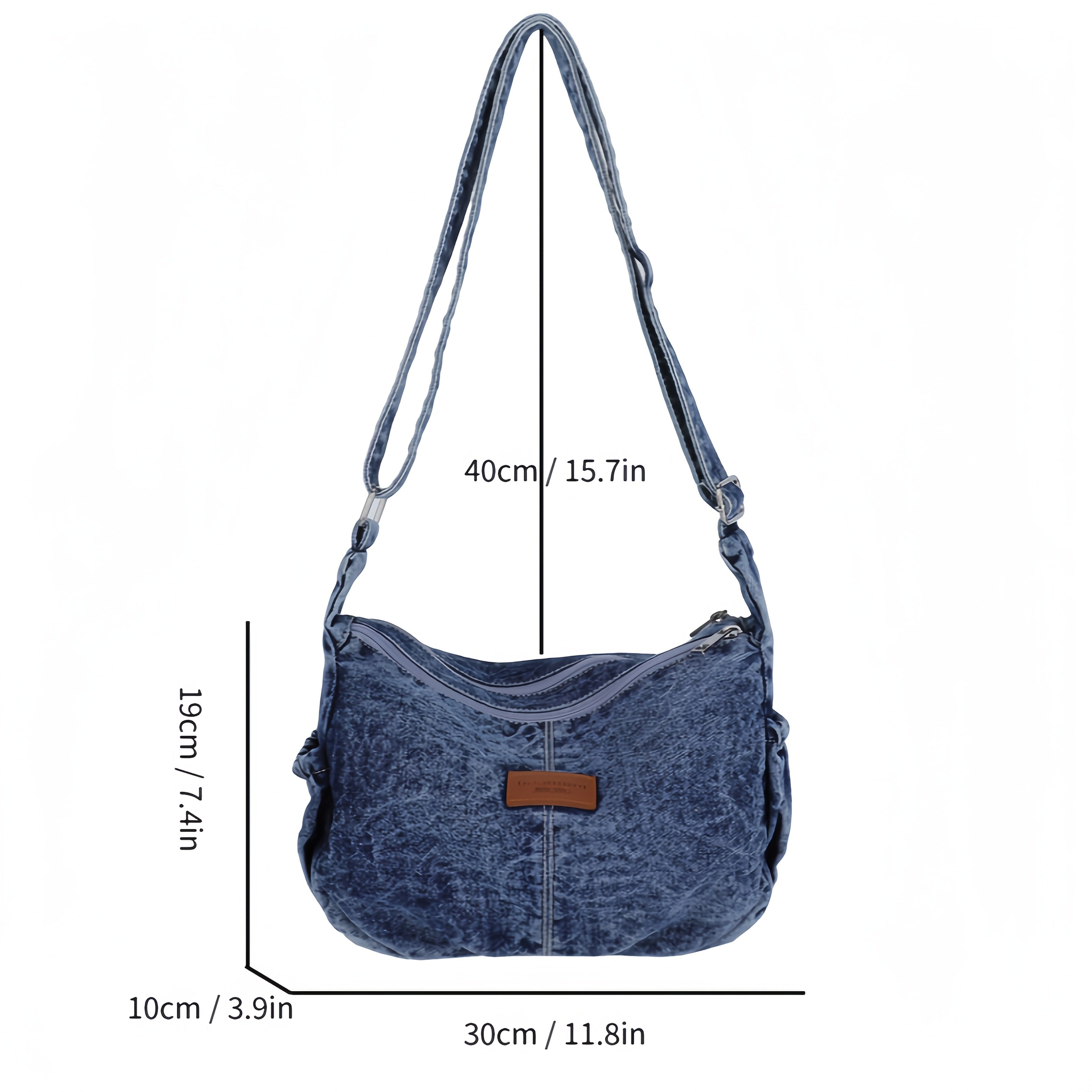 Women's \u002F Blue\u002FBlack Tote Bag - Adjustable Strap & Golden-Tone Zipper Closure