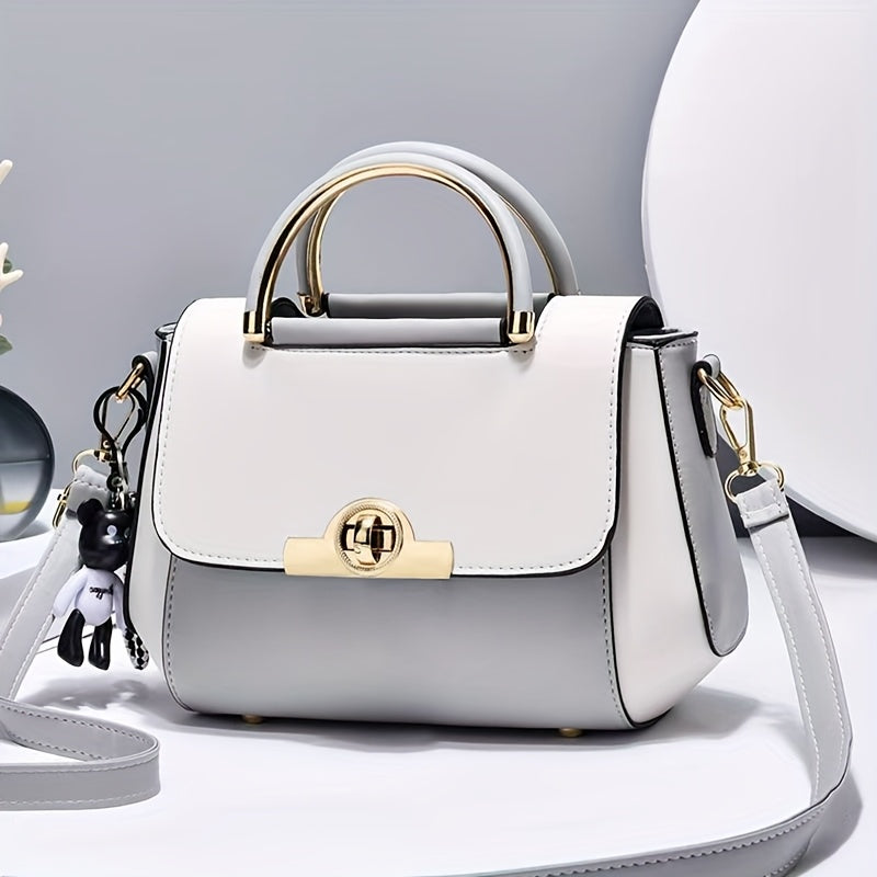 Chic Appeal Stylish Two-Tone Women's Handbag - Lightweight   with Golden-Toned Hardware