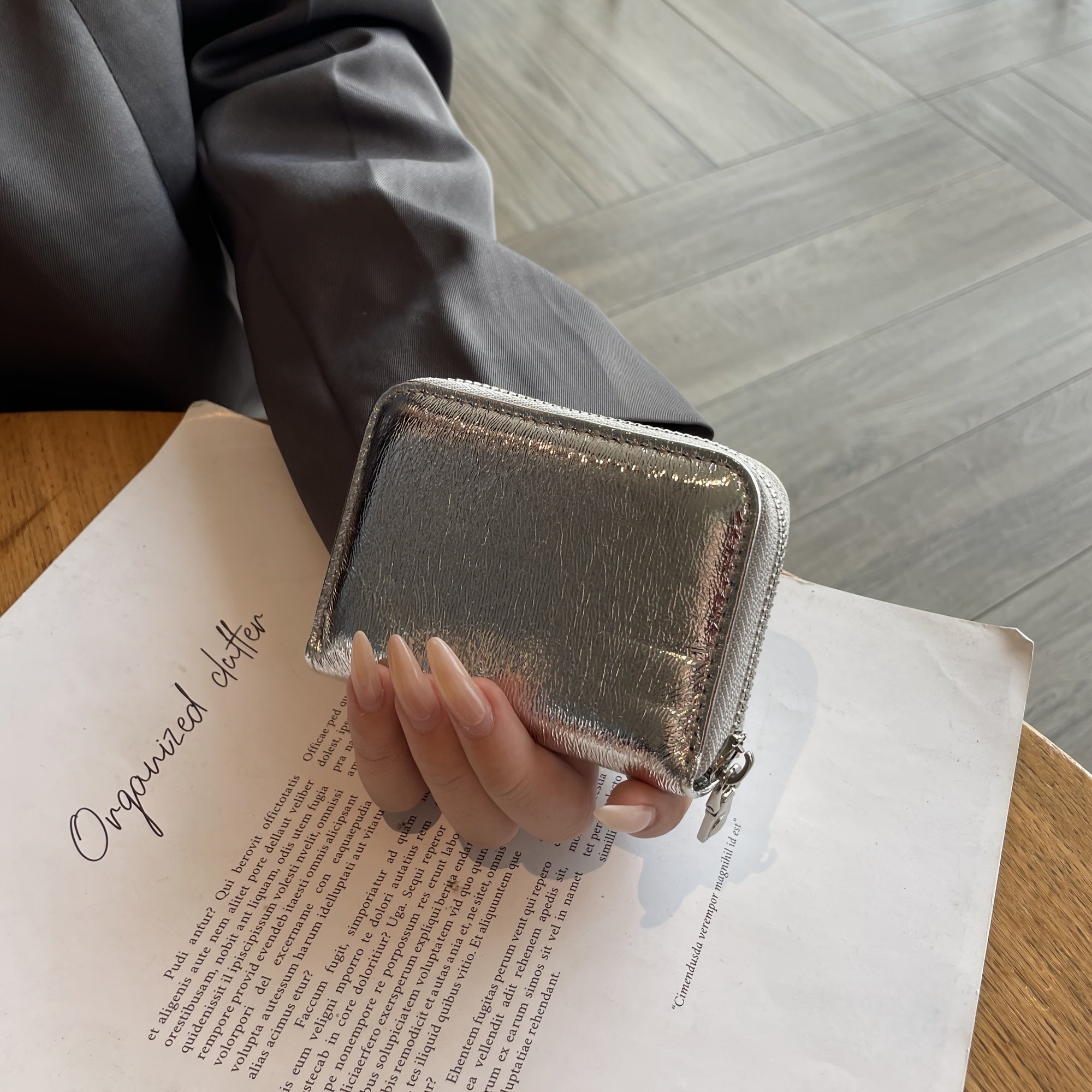 Genuine Genuine Leather Long Wallet for Women - Zipper Closure Compact Card Holder & Coin Purse with Polyester Lining