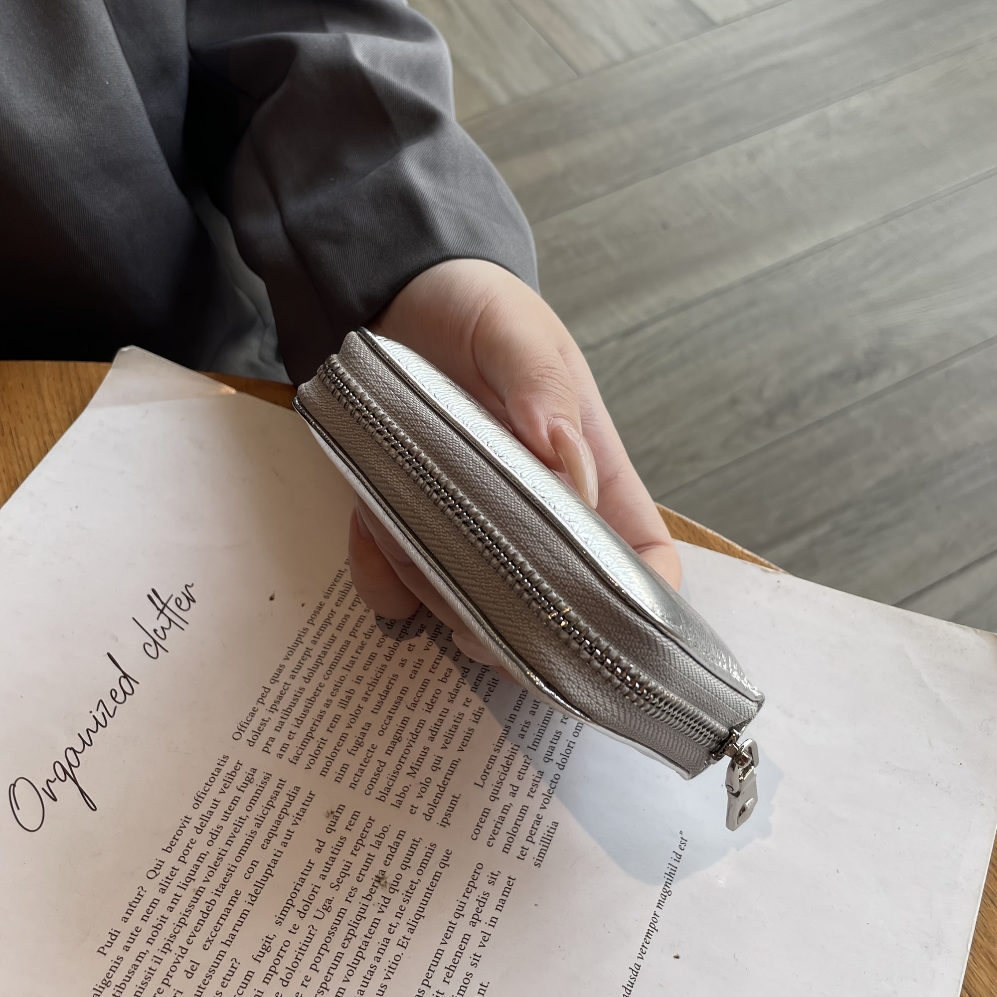 Genuine Genuine Leather Long Wallet for Women - Zipper Closure Compact Card Holder & Coin Purse with Polyester Lining