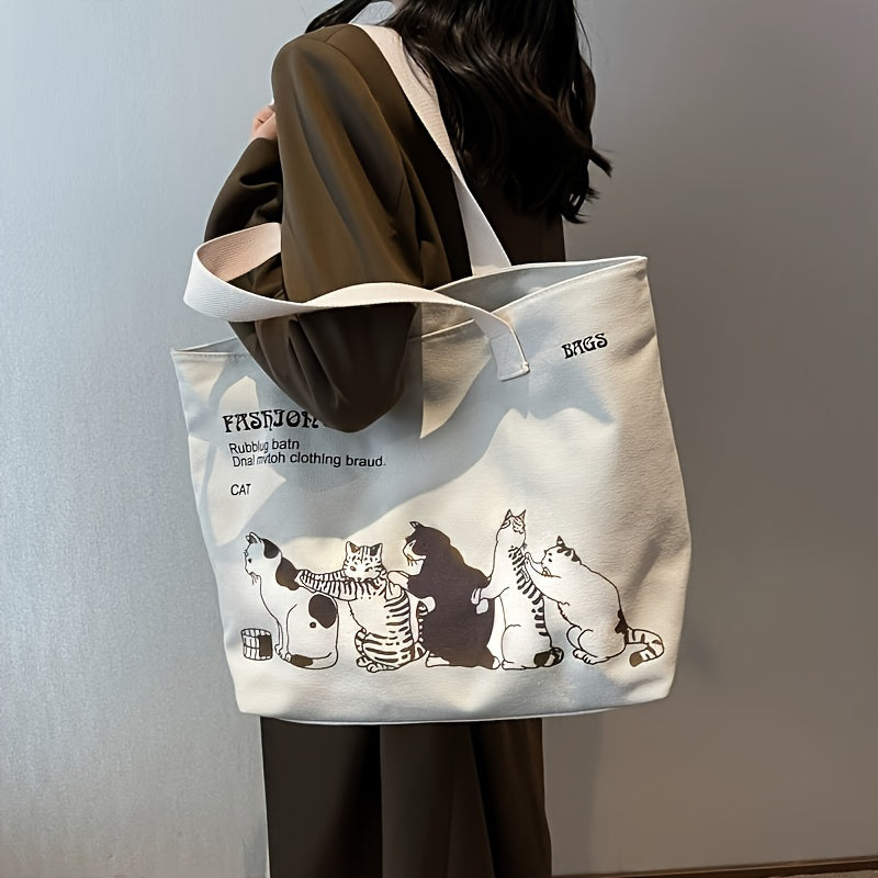 Tote with Animal Design, Large Capacity Shoulder Hand, Chic Style for Daily Commuting