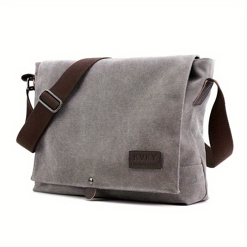 Stylish Messenger Bag Stylish Brown & Gray Men's Minimalist Canvas Messenger Bag