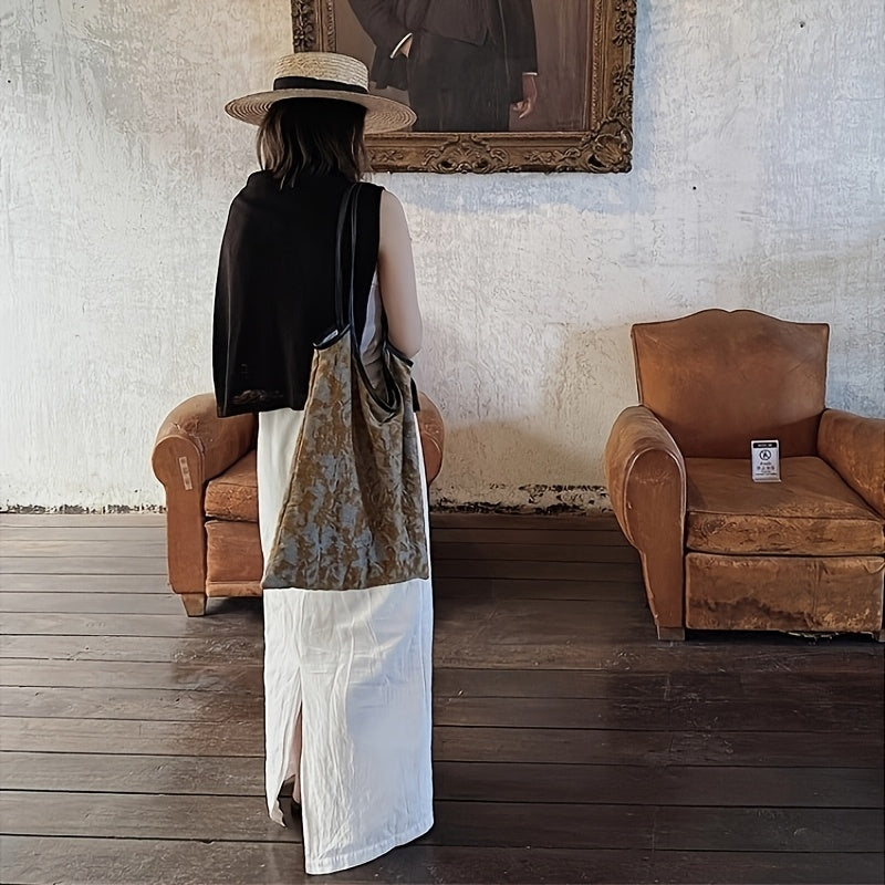 Original Handmade Oil Painting Bag Soft Canvas Artistic Travel Portable Tote Bag