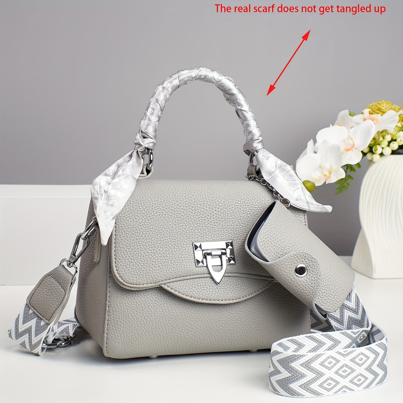 Women's Luxury Handbag - Convertible Crossbody\u002FShoulder\u002FClutch Purse with Metallic Hardware