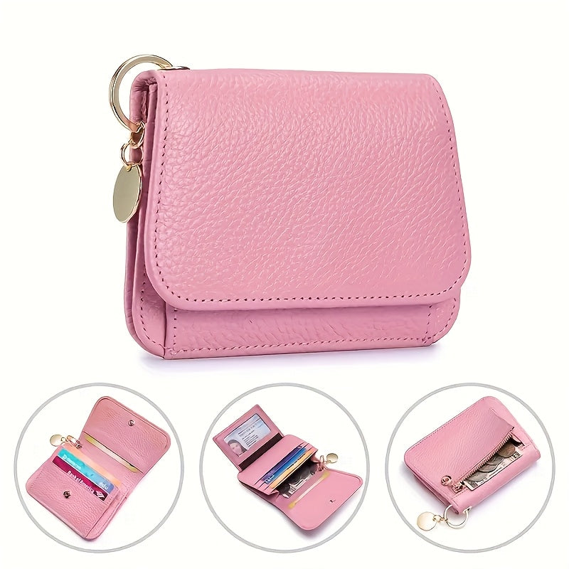 OBCREATOR Women'S Genuine Leather RFID Blocking Wallet - Slim Zipper Coin Purse with Multiple Card Slots