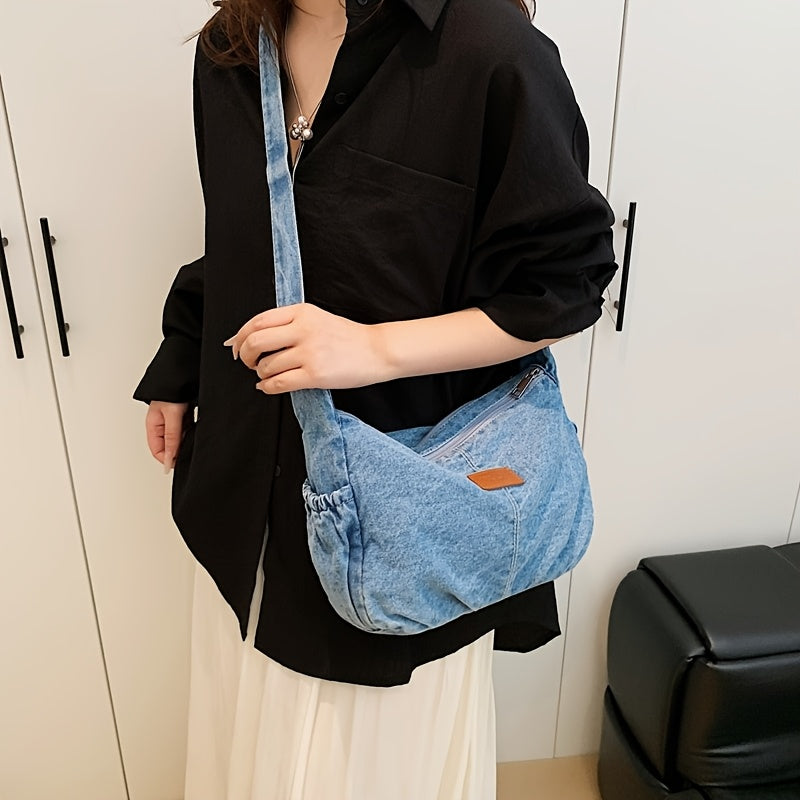 Women's \u002F Blue\u002FBlack Tote Bag - Adjustable Strap & Golden-Tone Zipper Closure