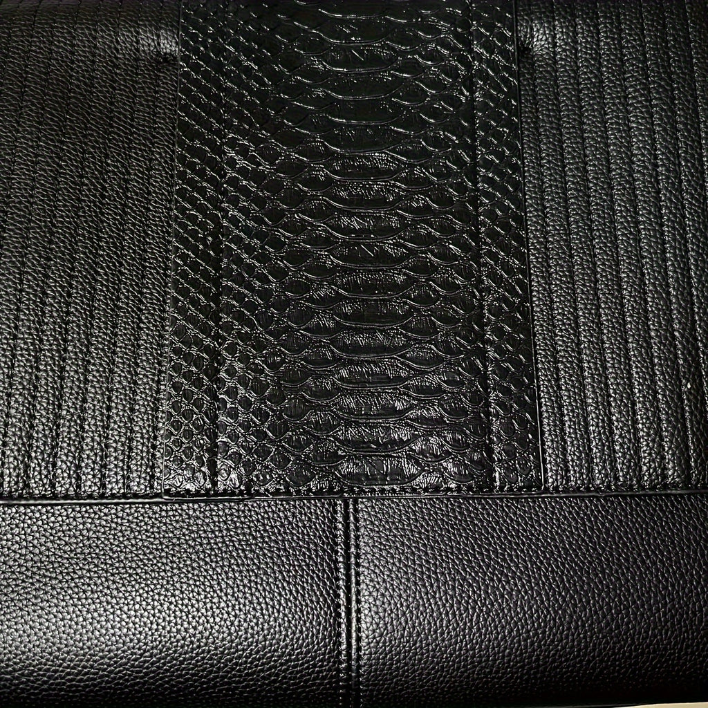 Crocodile Embossed Handbag, Large Capacity Crossbody Bag, Women's Faux Leather Satchel Purse