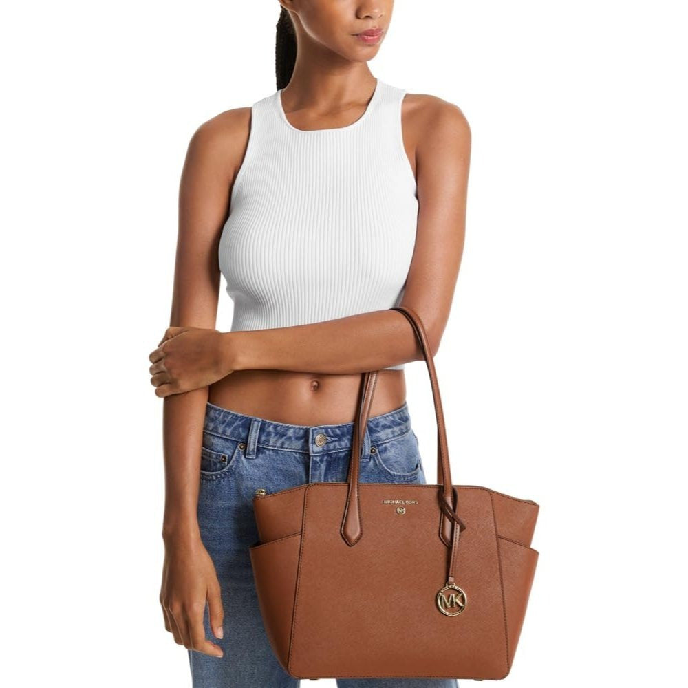 Michael Kors Marilyn Medium Top-Zip Tote Bag, Gold-Tone Hardware\u002FLuggage