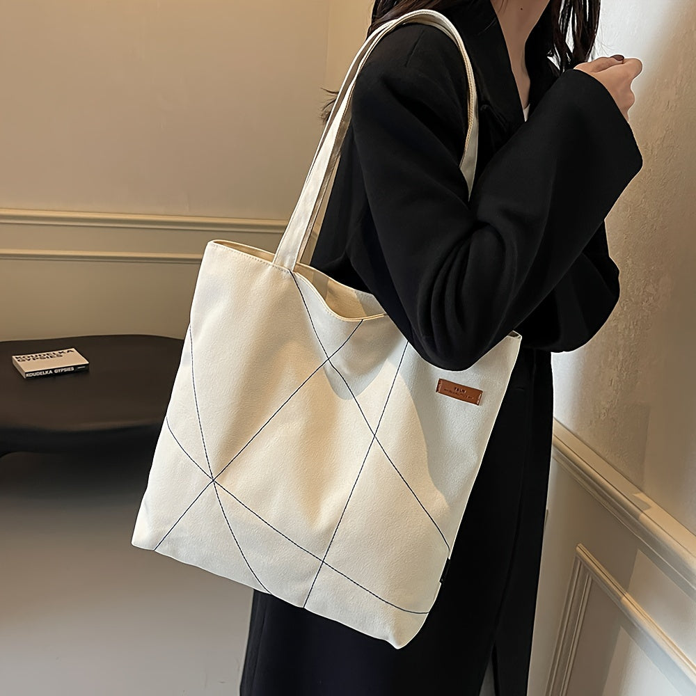 Versatile Canvas Shoulder Bag Women Casual Canvas Tote Bag for Women - Large Capacity Shoulder Bag with Zipper