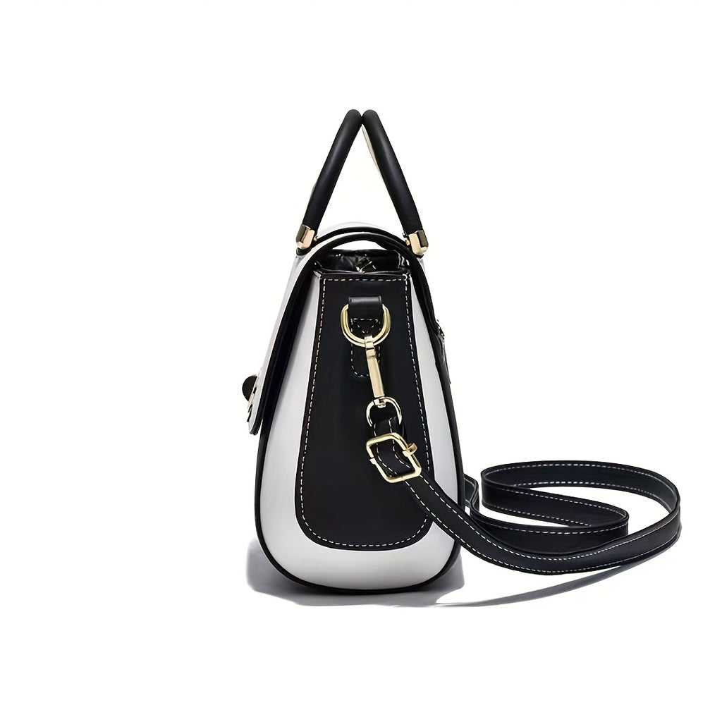 Chic Appeal Stylish Two-Tone Women's Handbag - Lightweight   with Golden-Toned Hardware