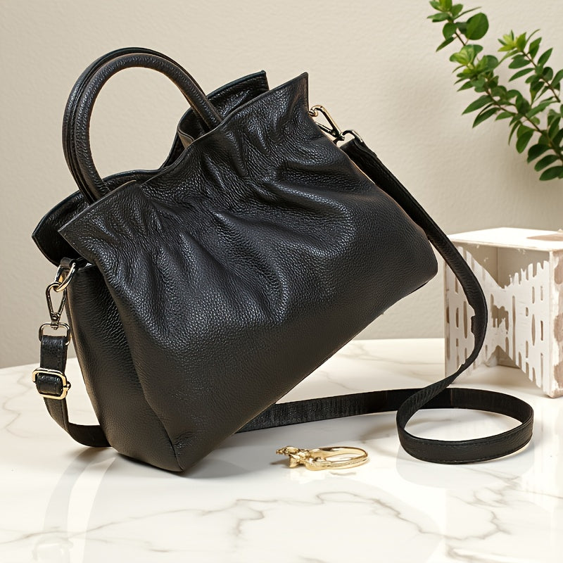 Women's Genuine Leather Handbag & Crossbody Bag - Elegant Large Capacity Tote with Adjustable Strap