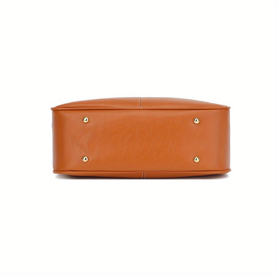 Wo 'S Classic Brown Handbag with Striped - Spacious Handbag for Work, Travel