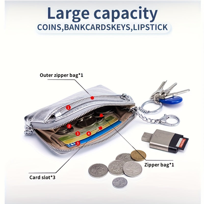 Hot Bursting pattern shines brightly Geniune Leather Lady's Coin Purses Short zipper Chain Wallets high quality Card