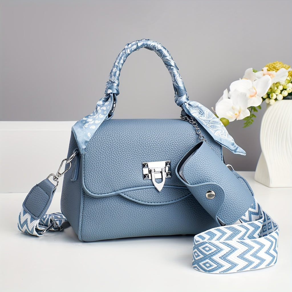 Women's Luxury Handbag - Convertible Crossbody\u002FShoulder\u002FClutch Purse with Metallic Hardware