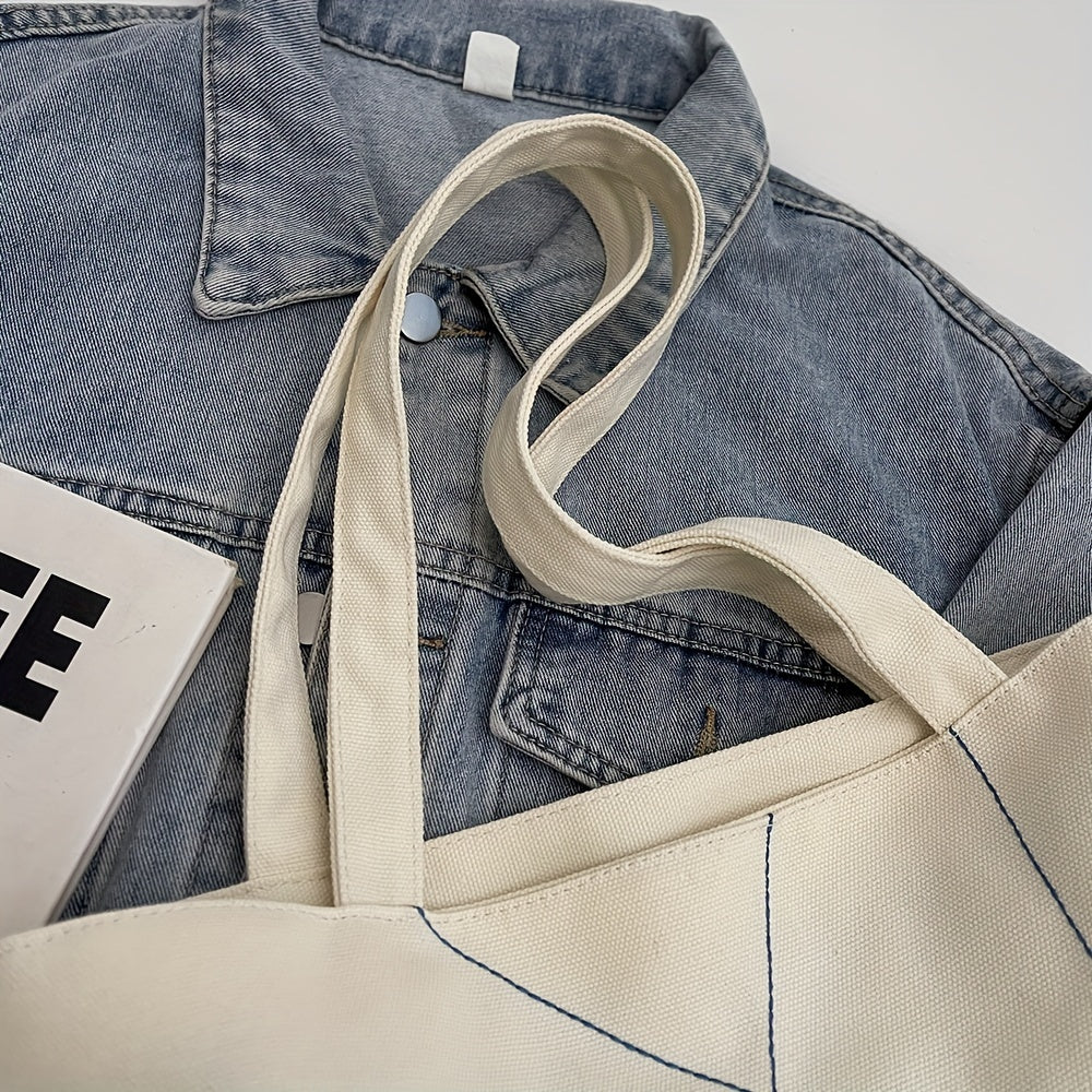 Versatile Canvas Shoulder Bag Women Casual Canvas Tote Bag for Women - Large Capacity Shoulder Bag with Zipper