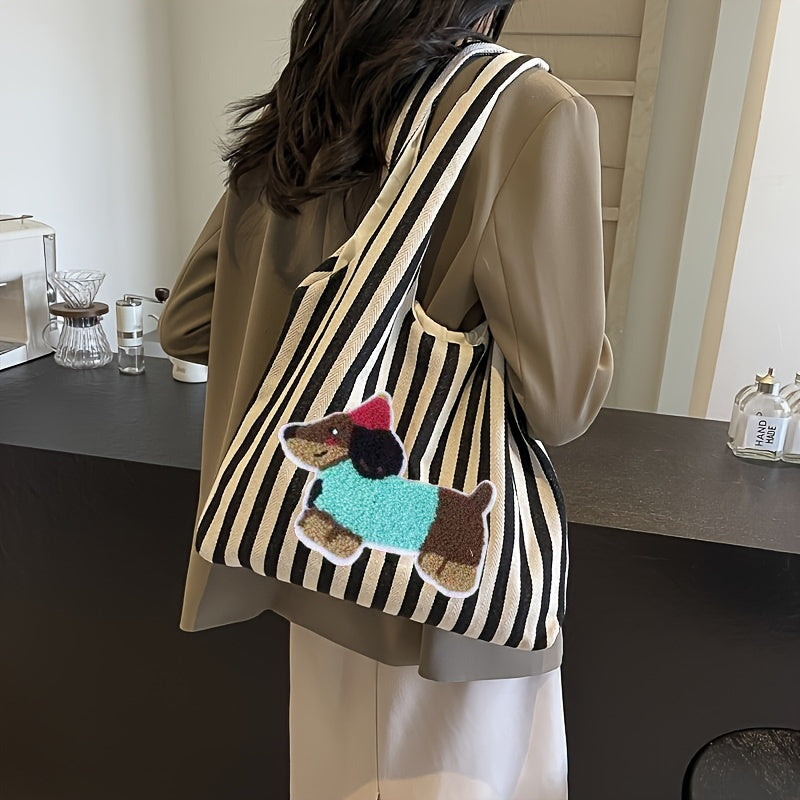 1 Cute Dachshund Tote 1 Cute Dachshund Illustration Red\u002FBlack Lightweight Tote Bag | Office Computer Bag